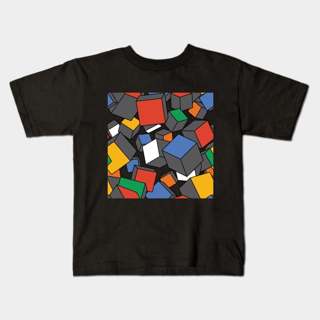 Rubiks Cube Explosion Kids T-Shirt by inotyler